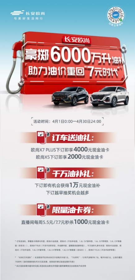【新闻稿】 打响油补第一枪,欧尚汽车豪掷6000万升油补助力油价重回7元时代720.png
