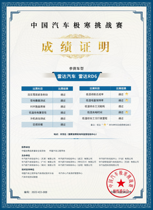 中国汽研权威认证，国内首款7a舒适性皮卡花落雷达rd61547.png