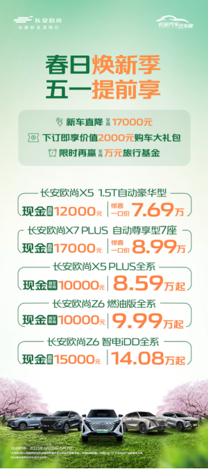 【新闻稿】春日焕新季，五一提前享，欧尚汽车携万元福利，购车正当时(2)(1)732.png